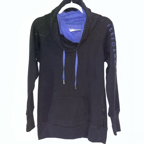Calvin Klein Performance Black Pullover BIG COLLAR Yoga Sweatshirt M w/pockets - Picture 1 of 5